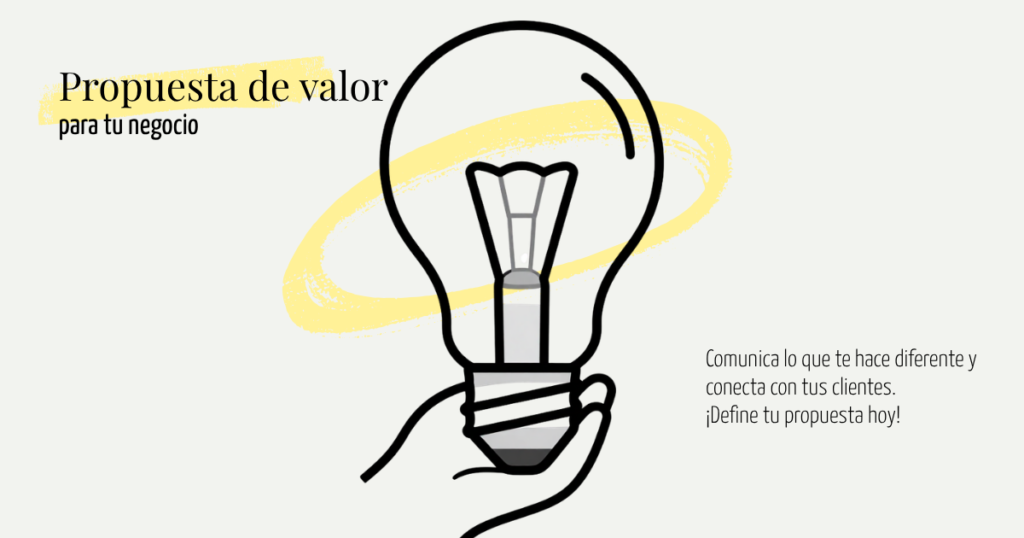 bombilla con texto propuesta de valor para tu negocio